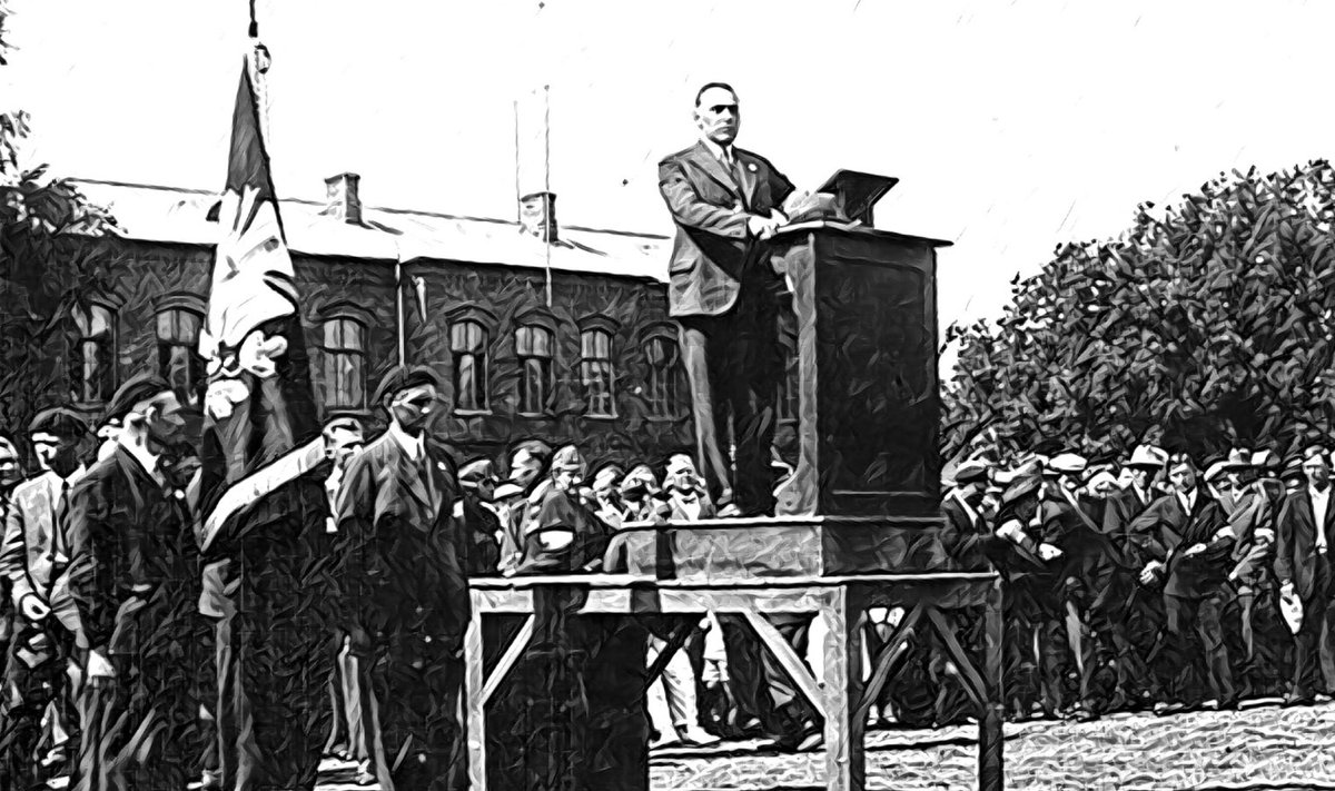 Vabadussõjalaste juht Artur Sirk Pärnus kõnet pidamas.