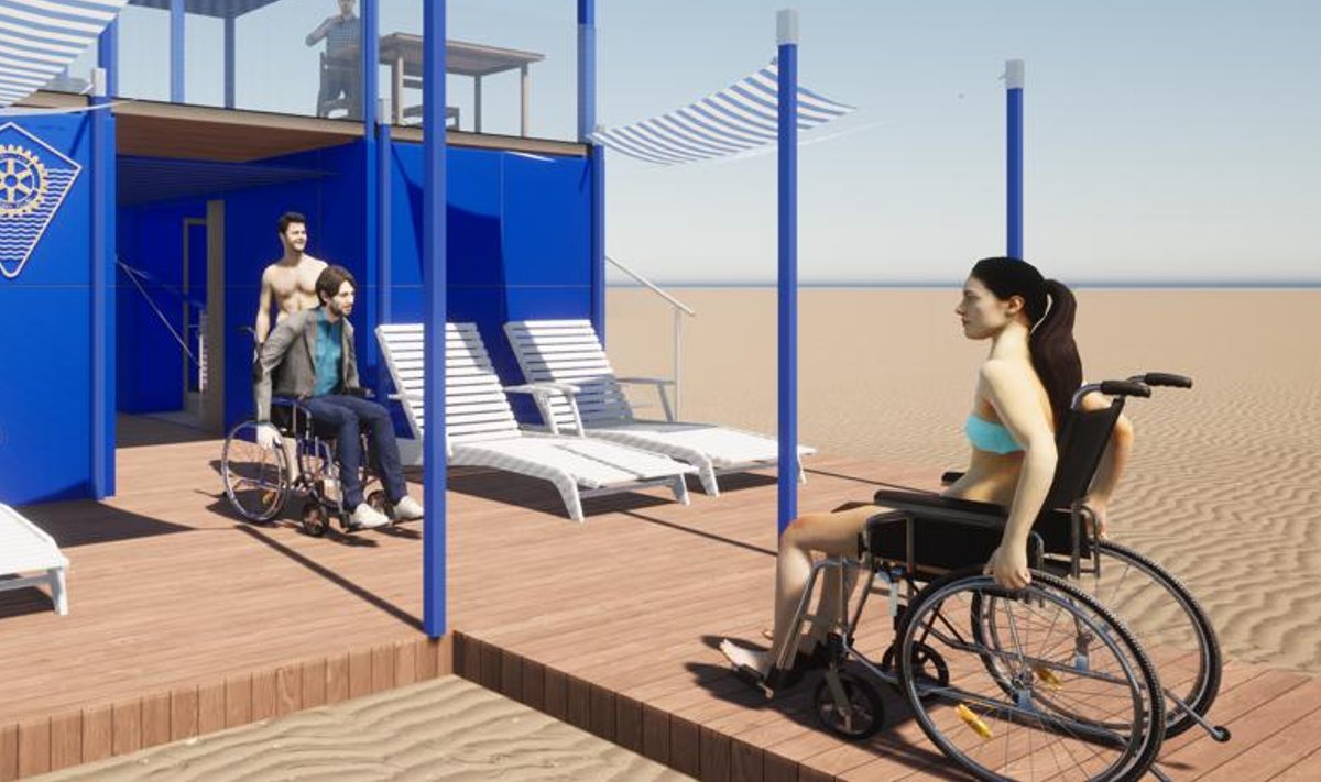 Pärnu Lahe Rotary klubi president Esta Tamm pöördus klassivennast arhitekti Karel Tuhali poole, kes visandas Pärnu ranna erivajadustega inimestele avamise projektile konkreetse kuju.