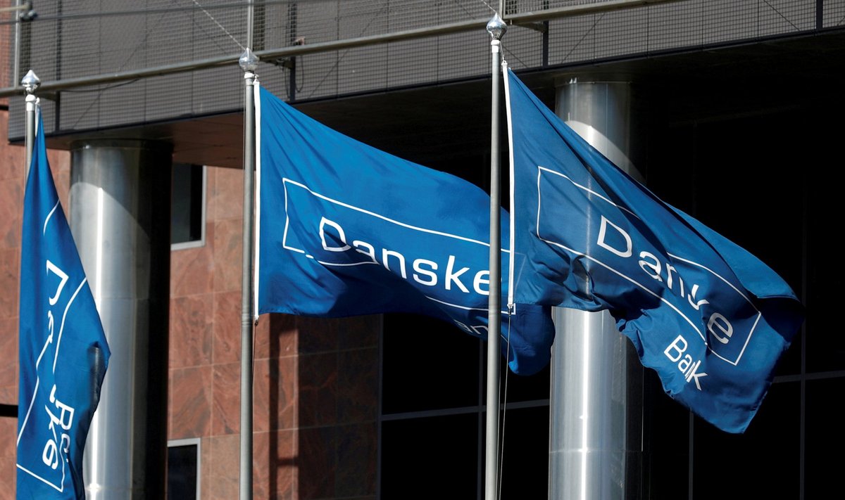 FILE PHOTO: Danske Bank flags flutter at the bank's Estonian branch in Tallinn