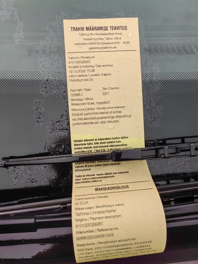 Parkimine ja trahvid Ülemiste teel