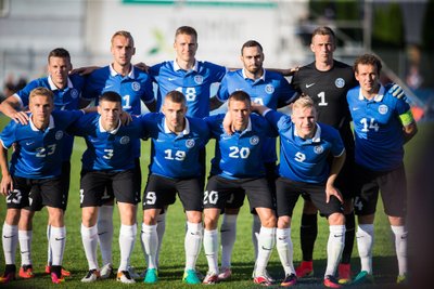 Eesti jalgpallikoondis enne mängu Maltaga.