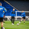FOTOD | Eesti jalgpallikoondis andis Stockholmis pressikonverentsi ja tegi Friends Arenal mängueelse treeningu