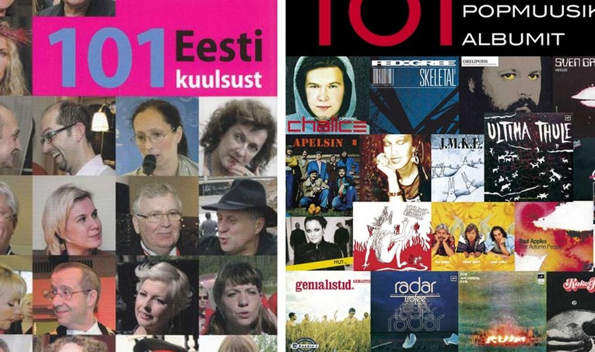 “101 Eesti kuulsust” vs “101 Eesti popmuusika albumit”: Ka Anu Välba võrdles 11. aprilli “Ringvaates”, et kaks raamatut on kaante poolest üsna sarnased ja kannavad peaaegu ühesugust pealkirja.