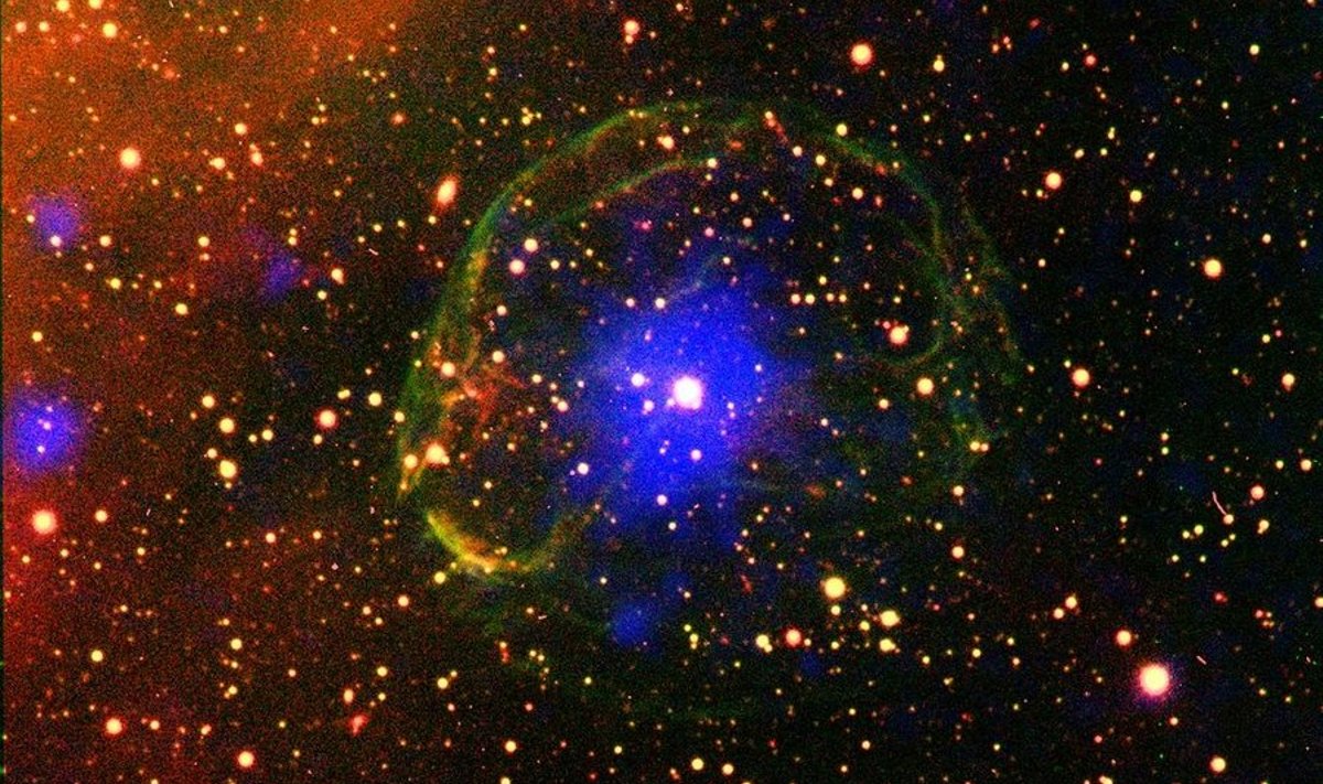 Pulsar SXP 1062. Foto: ESA/XMM-Newton / L.Oskinova/M.Guerrero; CTIO/R.Gruendl/Y.H.Chu
