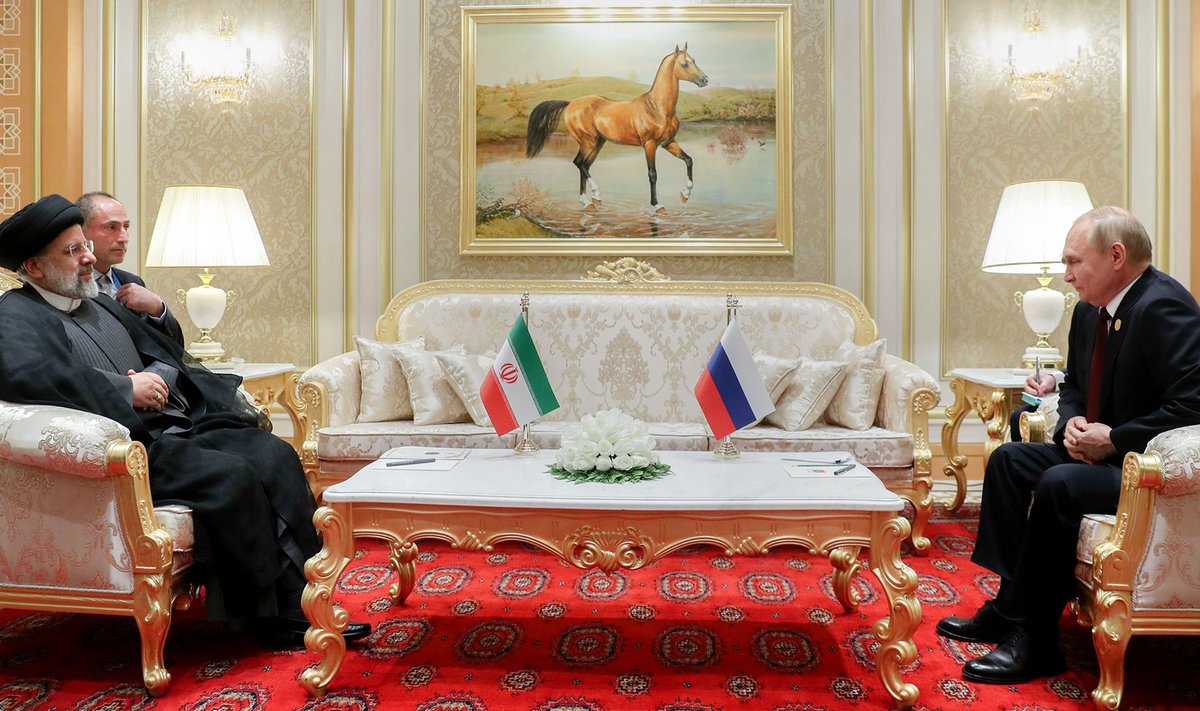 Vladimir Putini jutuajamine Iraani presidendi Ebrahim Raisiga Kaspia riikide tippkohtumisel Turkmenistanis 29. juunil