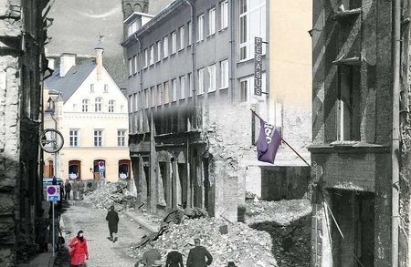Harju tänav. Vanal fotol vaade Harju tänavale Tallinna vanalinnas 68 aastat tagasi ehk 1944. aastal