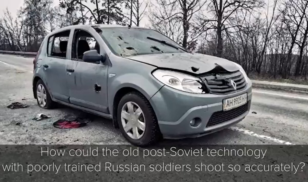Vene sõjatehnika poolt hävitatud auto. 