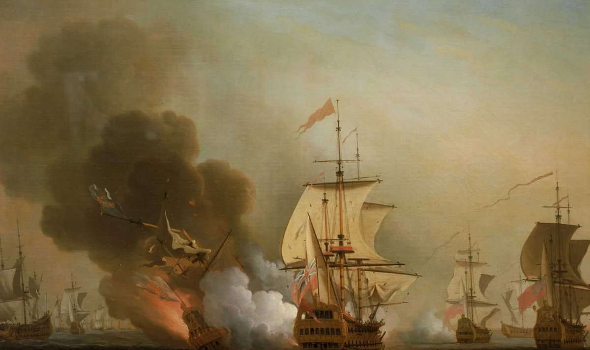 Samuel Scotti maal, millel kujutatakse San José uputamist briti sõjalaeva poolt. 