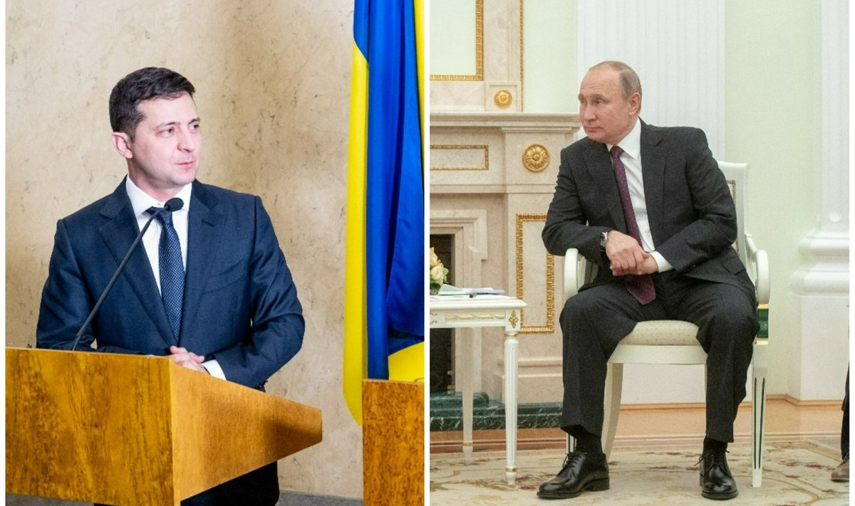 Ukraina president Volodõmõr Zelenskõi ja Venemaa president Vladimir Putin. 