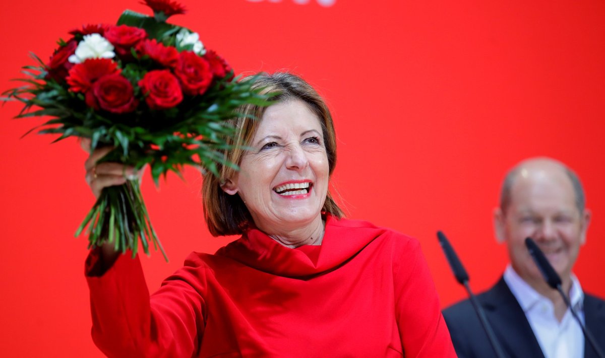 Rheinland-Pfalzi valimised võitsid sotsid, kelle esinumber on Malu Dreyer. Taamal rõõmustab sügiseste valimiste kantslerikandidaat, praegune rahandusminister Olaf Scholz.