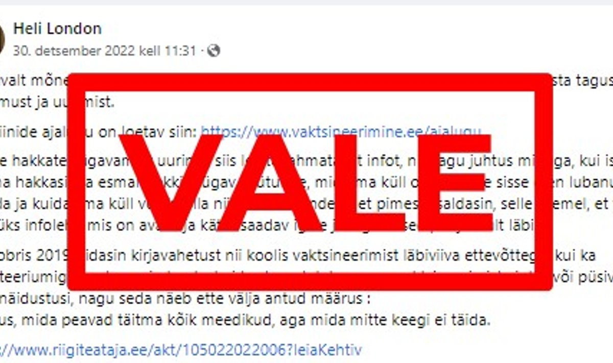 Facebookis levib taas valeinfo vaktsiinide koostisosade kohta