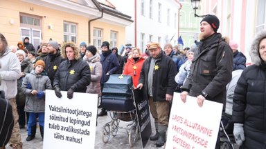 ФОТО | Сравнивают себя с жертвами Холокоста. Антиваксеры собрались на Тоомпеа на акцию протеста