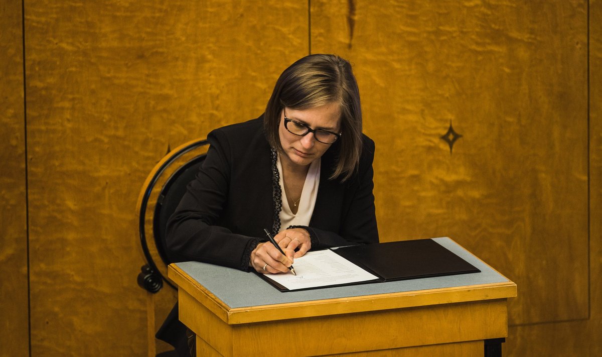 Justiitsminister Lea Danilson-Järg riigikogus valitsuse ametisse nimetamisel 18.07.2022.