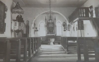 Anseküla kiriku sisevaade enne Teist maailmasõda.