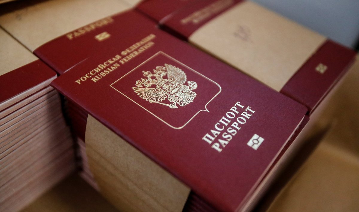Blank Russian passports are pictured during production at Goznak printing factory in Moscow
