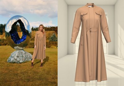 На фото дизайнер Диана Арно одета в цифровое шерстяное платье-накидку из своей первой 3D-коллекции.