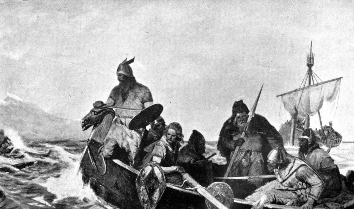 Esimesed viikingid jõuavad Islandile. Oscar Wergelandi illustratsioon aastast 1909.