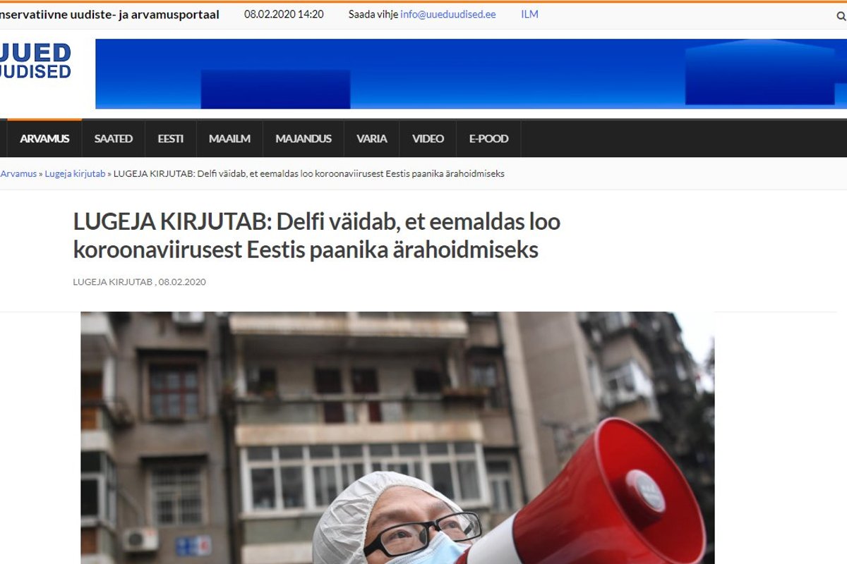 EKRE kõnetoru levitas Delfi kohta libauudist: Eestis pole ühtegi  koroonaviirusesse nakatunut - Delfi