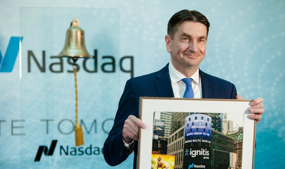 Ignitise juht Darius Maikštėnas börsikella helistamise tseremoonial