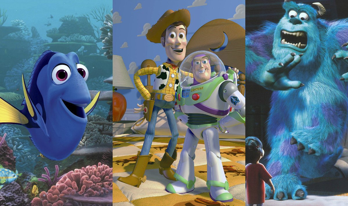Finding Nemo, Toy Story, Monsters inc.