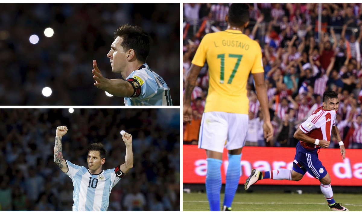 Lionel Messi tegi Argentiina eest skoori, Brasiilia jäi Paraguay vastu raskesse seisu, kuid võitles välja viigi.
