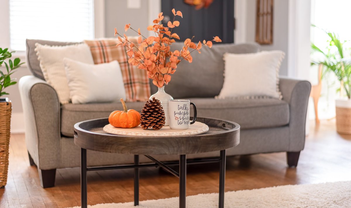 Cozy,And,Stylish,Living,Room,Decorated,For,Fall