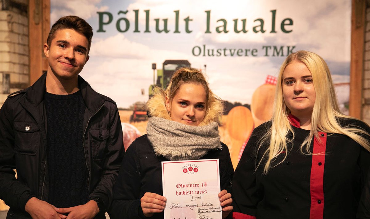 Parma maguse hoidise valmistajad Vahur Aasküla, Sandra Salumets ja Brigitta Kõressaar