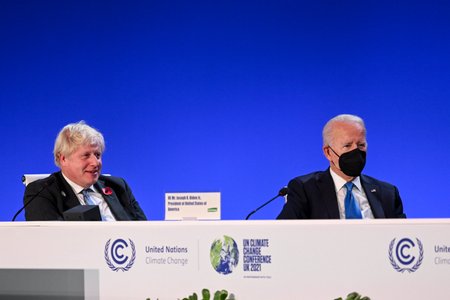 Suurbritannia peaminister Boris Johnson ja USA president Joe Biden kõnelustel Glasgow's.