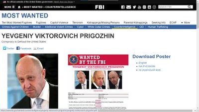 FBI tagaotsimisteade Prigožini kohta