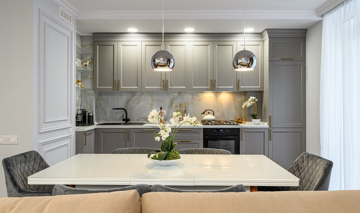 Grey,And,White,Contemporary,Classic,Kitchen,Interior,Designed,In,Modern