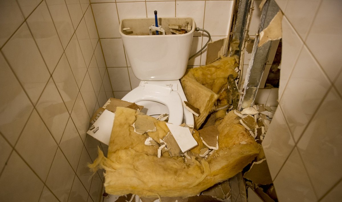 Tapa koolipoisid lõhkusid ka tualettruumi seina ja sisustuse