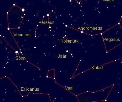 Tähistaevas jaanuaris. Kaart: astronoomia.ee