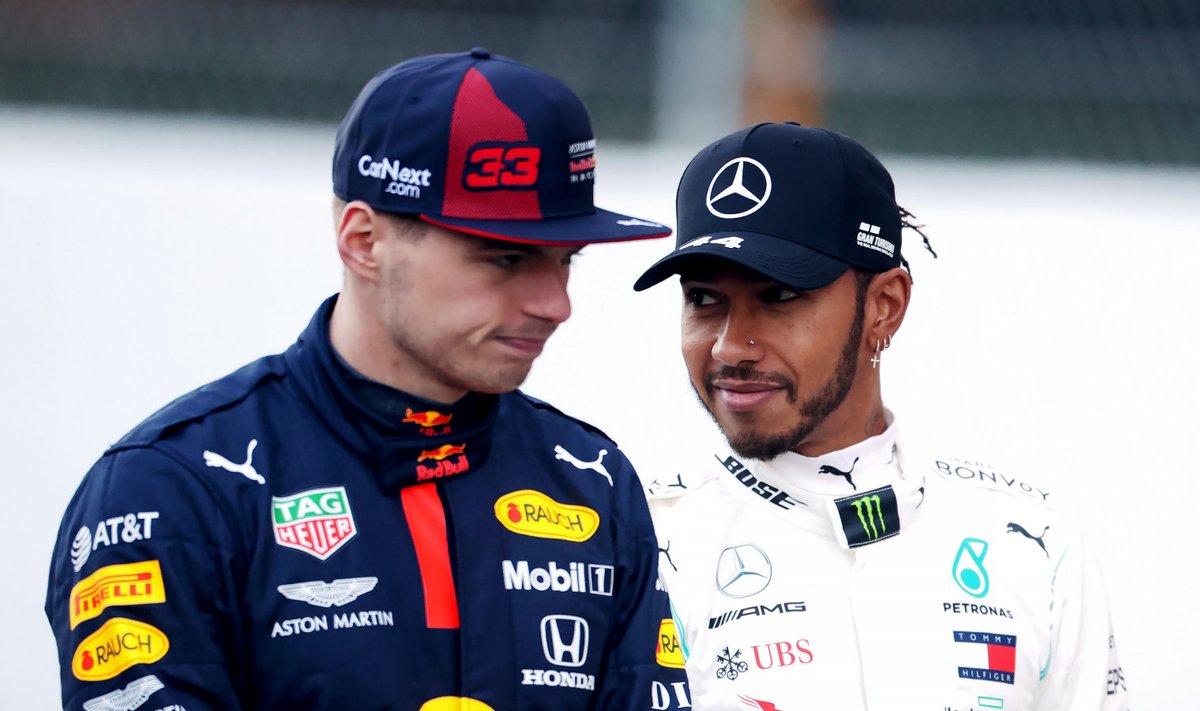 Max Verstappen (vasakul) ja Lewis Hamilton.