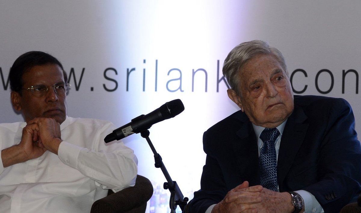 George Soros koos Sri Lanka presidendi Maithripala Sirisenaga täna toimunus Sri Lanka majandusfoorumil