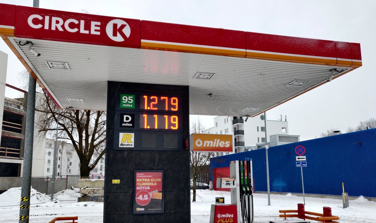 Kütuse hind Tallinnas Tööstuse tänaval 12.01.2021