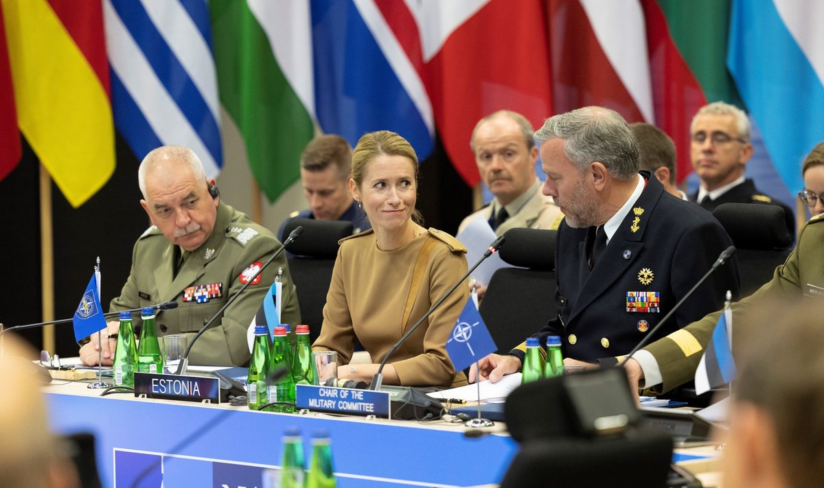 Peaminister Kaja Kallas täna NATO sõjalise komitee konverentsil.