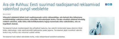 Valeinfost pungil lehekülje levik läks lausa nii kaugele, et terviseamet tegi avaliku pöördumise. Ent lehekülge jagatakse edasi.