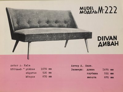 Are Kala disainitud tikkjalgadel diivan 1960ndate algusest.