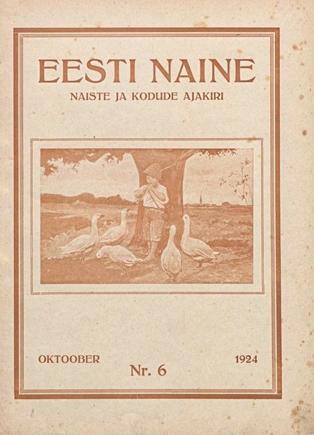 1924. aasta Eesti Naise esikaas. Just selles numbris õpetatakse tegema võlutrikki ploomidega.