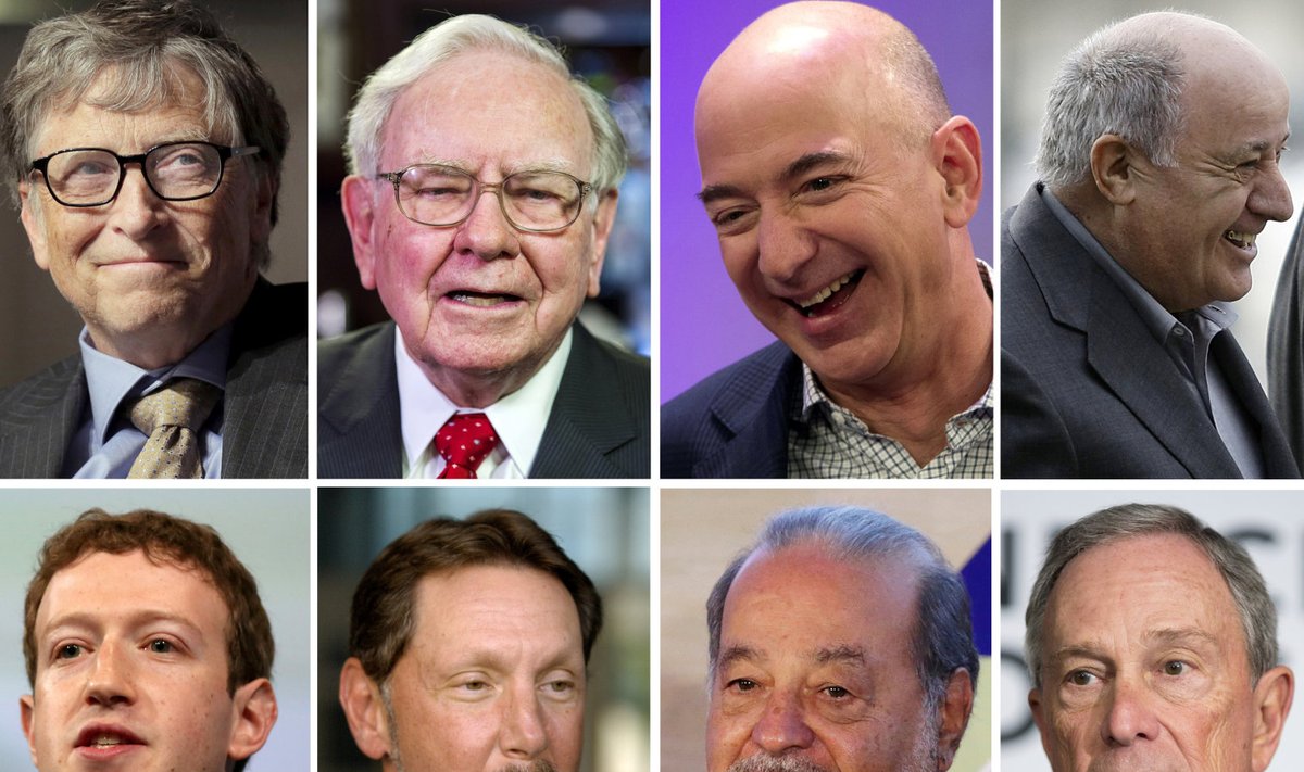 Vaid kaheksa valget meest omavad poolt kogu maailma varandusest. Ultrarikkurid Bill Gates, Amancio Ortega, Warren Buffett, Carlos Slim Helu, Jeff Bezos, Mark Zukerberg, Larry Ellison, Michael Bloomberg.