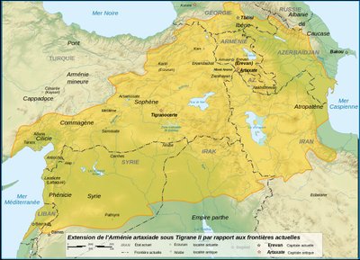 Armeenia riigi suurim ulatus 1. sajandil eKr Kaspiast Vahemereni