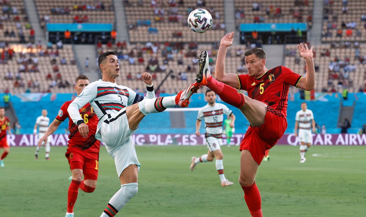 Belgia (punases) oli Portugalist napilt parem ja pääses veerandfinaali.