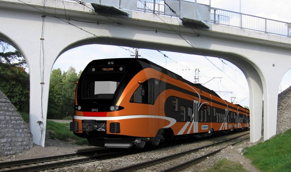 Selline pilt Rahumäe jaamale lähenevast moodsast elektrirongist Stadler FLIRT võib avaneda juba tuleva aasta lõpus. Illustratsioon: Elektriraudtee