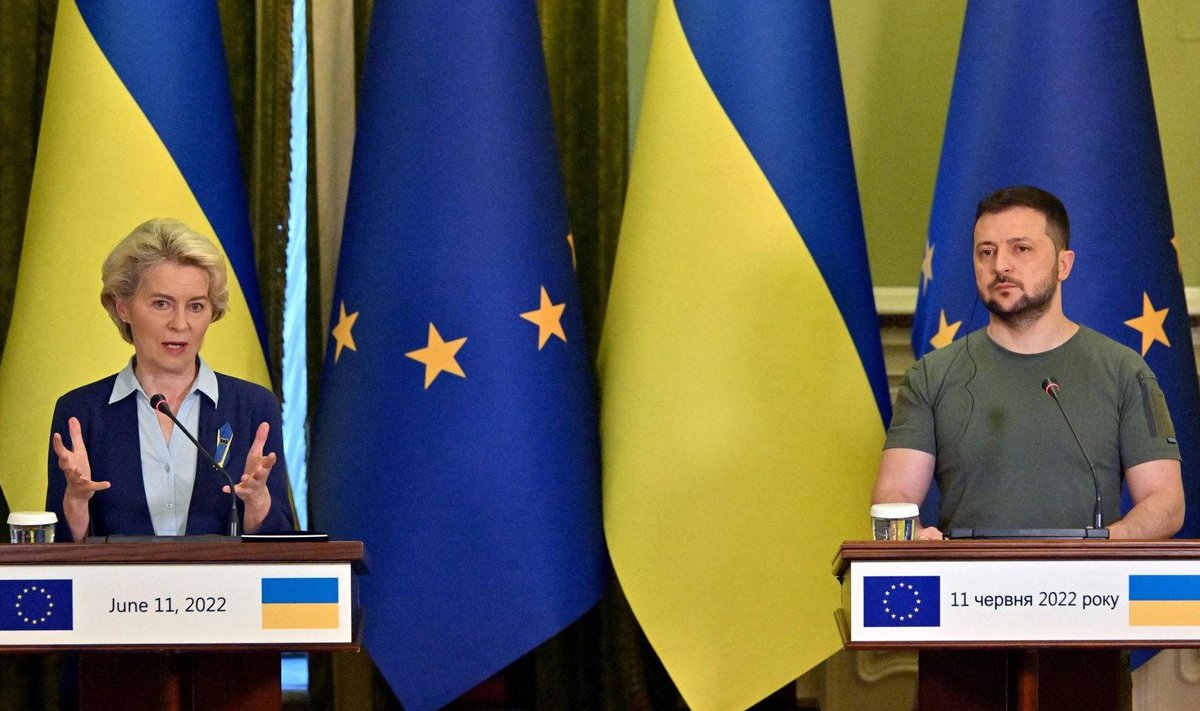 Председатель Еврокомиссии Урсула фон дер Ляйен и президент Украины Владимир Зеленский