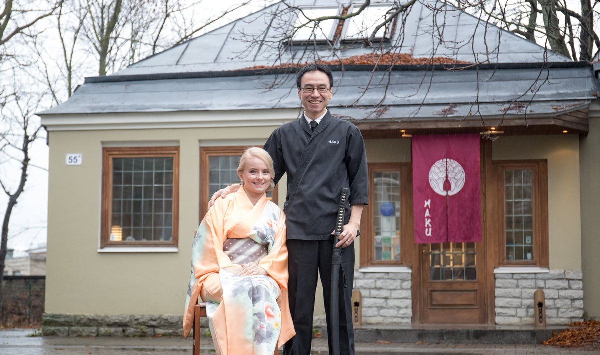 Jaapani restorani HAKU jaapanlasest restotanipidaja Shuichi Shiraishi ja tema eestlannast abikaasa Marju, EV 100, Haku