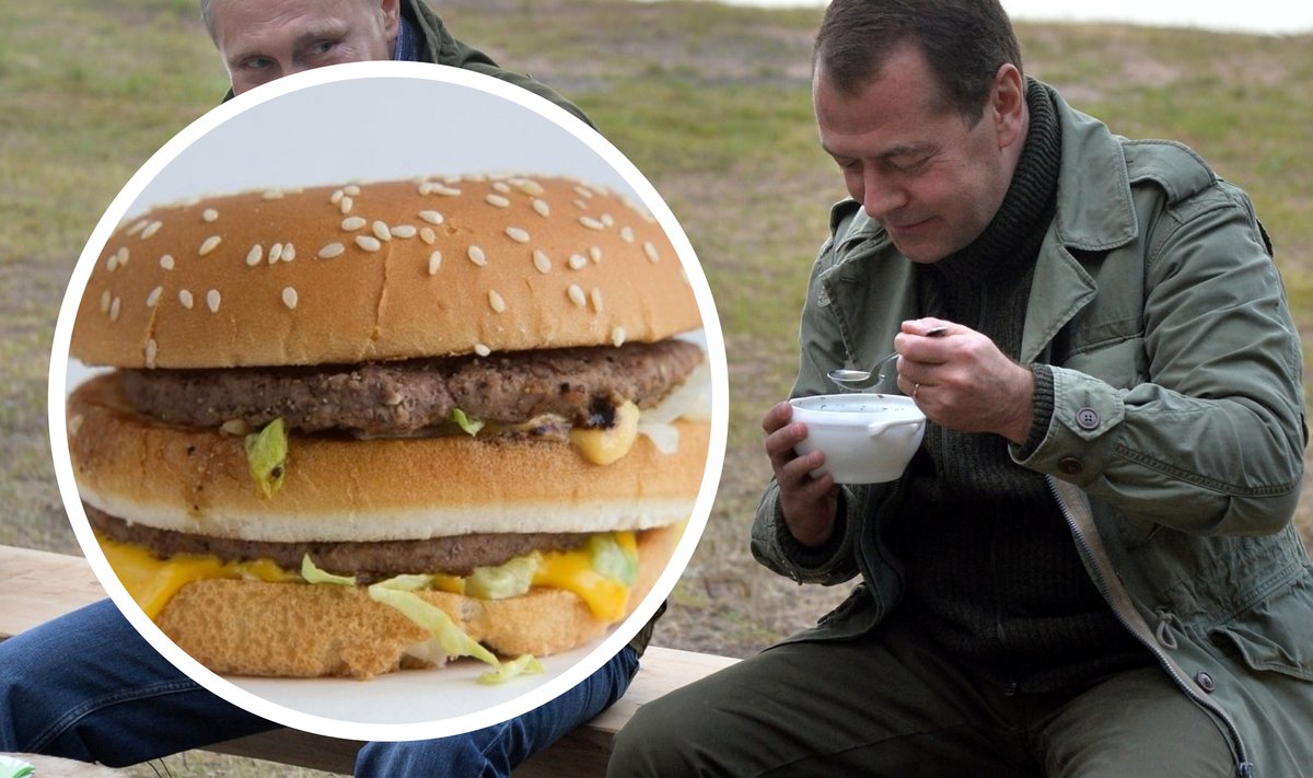 Medvedev ja Putin suppi söömas