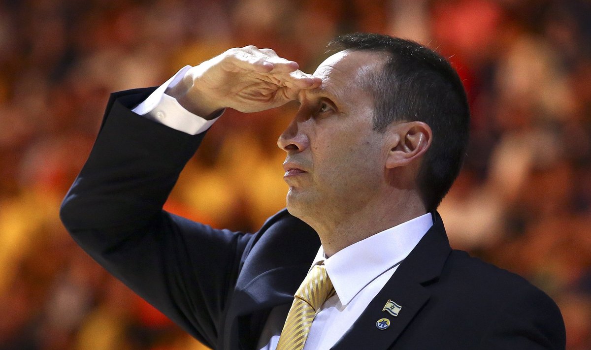 Maccabi Electra Tel Aviv coach Blatt looks on during the match against Real Madrid in their Euroleague Final Four final basketball game in Milan