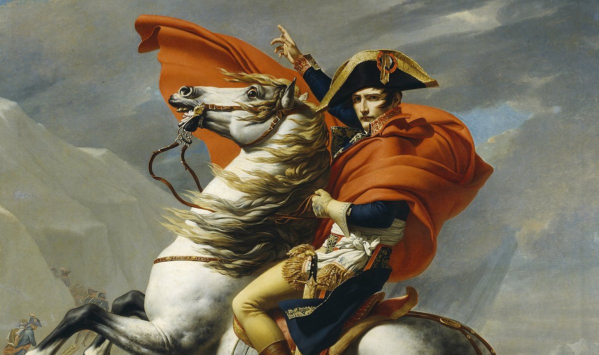 Bonaparte ületamas Alpi mägesid. (Autor Jacques-Louis David.)