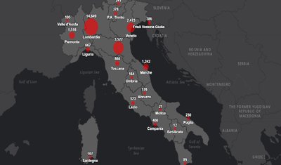 Itaalia koroonaviiruse leviku kaart