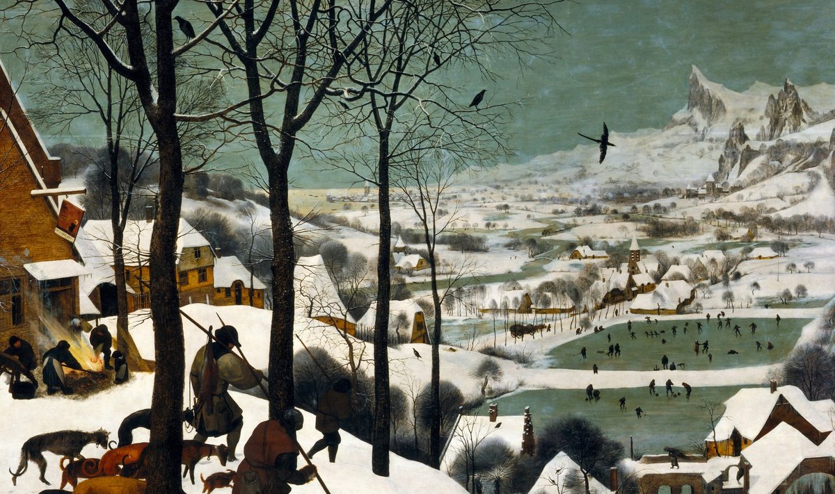 MÄLESTUS VÄIKESEST JÄÄAJAST: Pieter Bruegel vanema maal „Jahimehed lumel (1565).